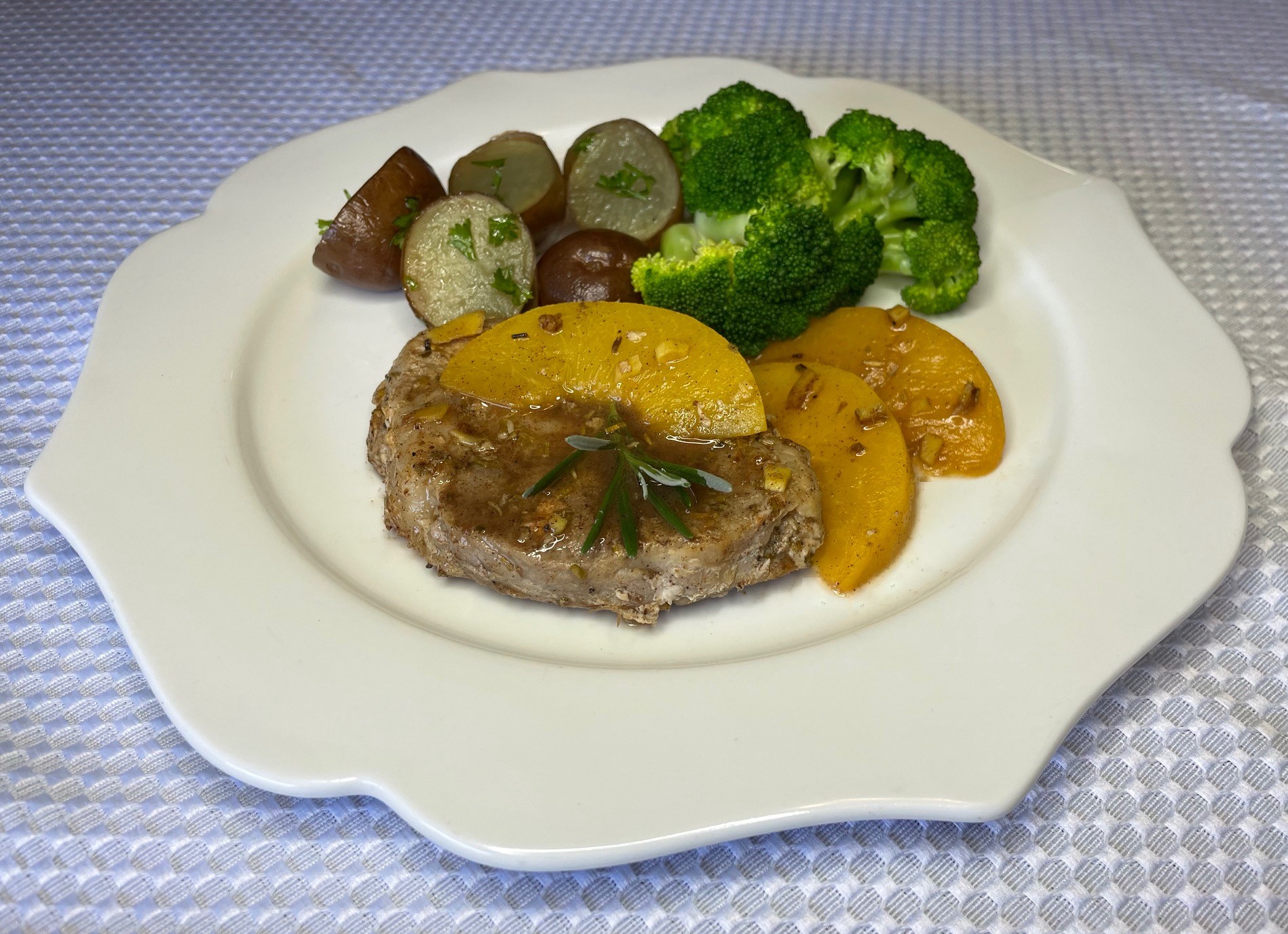 Baked Peach Riesling Pork Chop