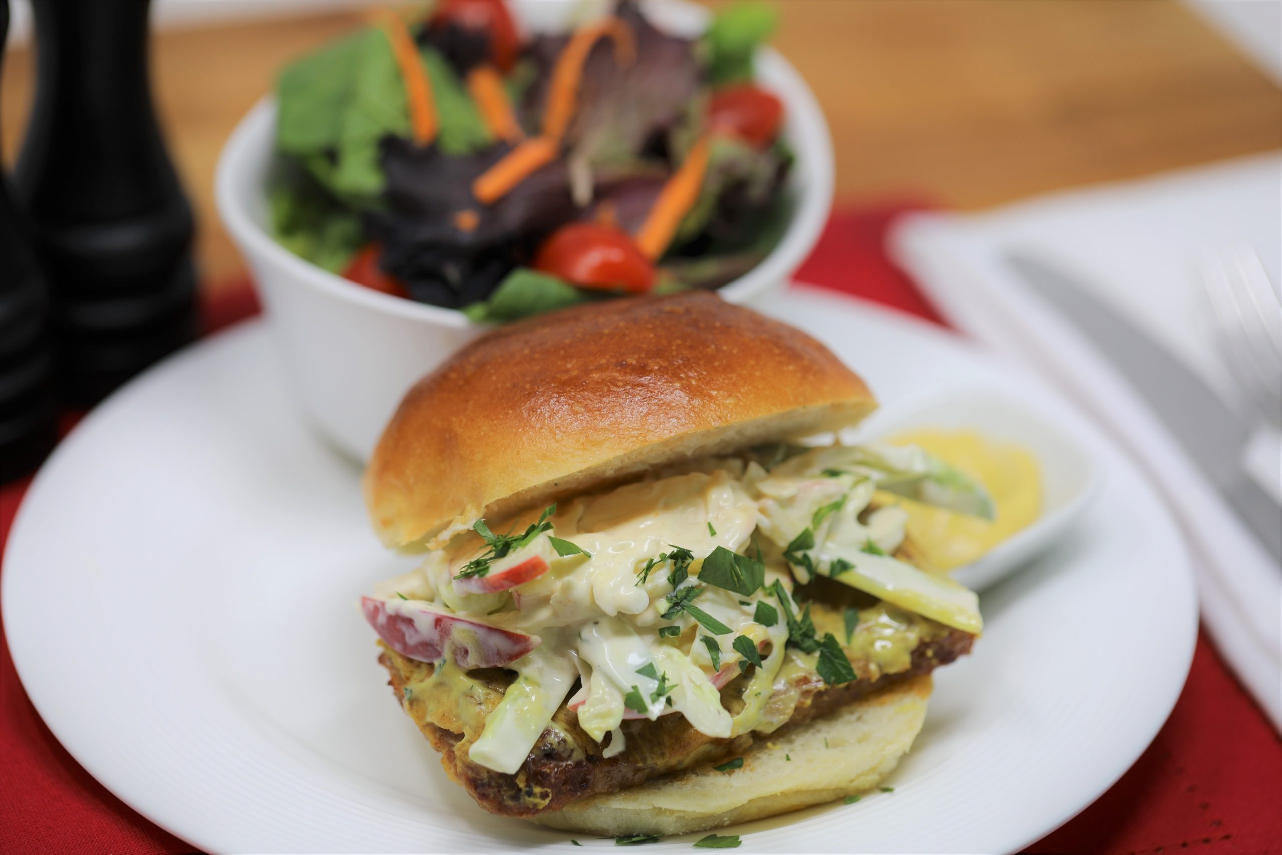 Celery Slaw Pork Rib Burger