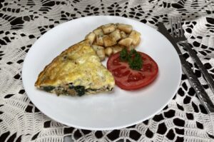 Crustless Vegetarian Sausage Spinach Quiche