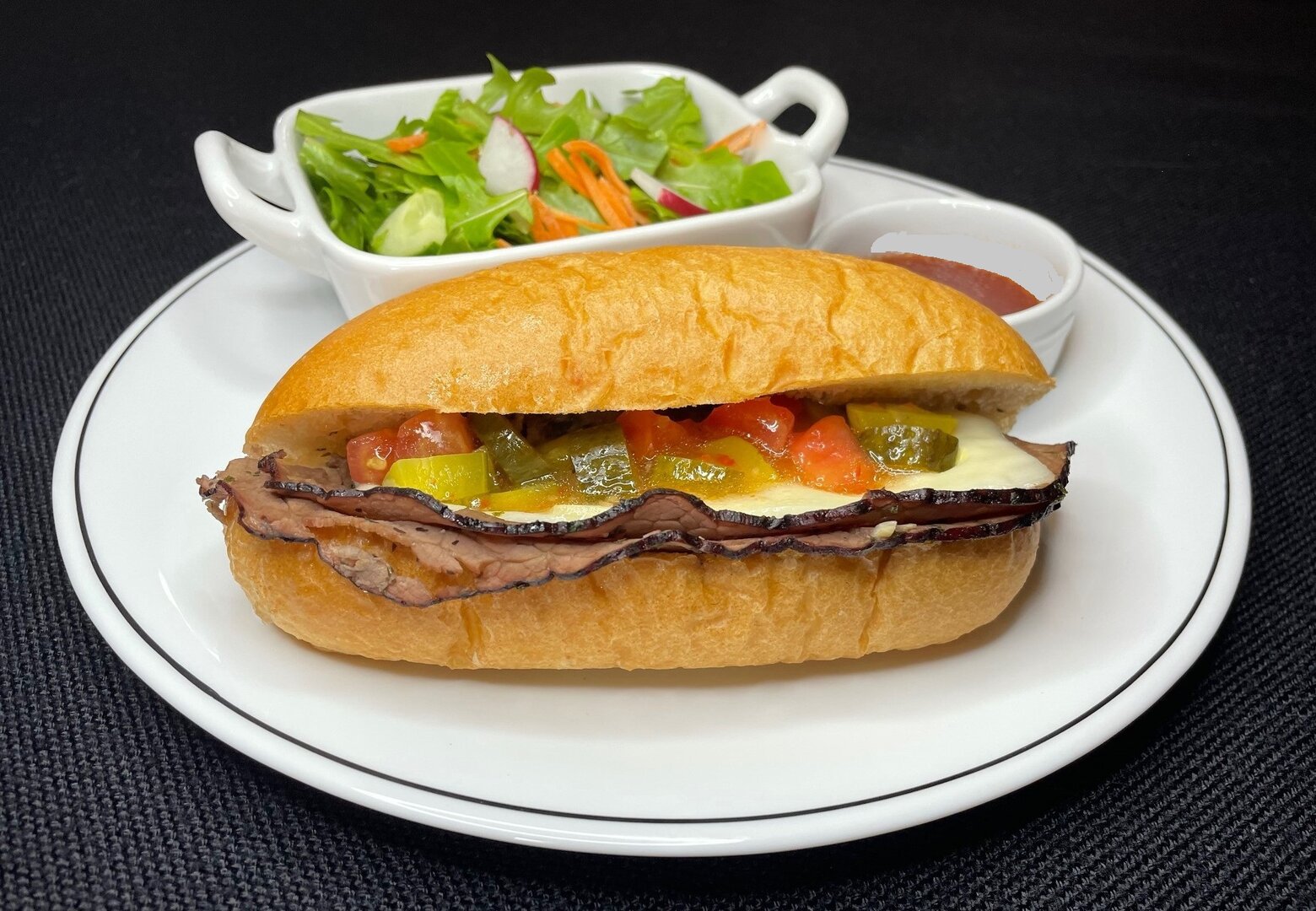 Hot Italian Roast Beef on a Hoagie