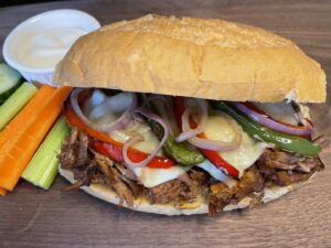 Philly cheese beef on bun 1